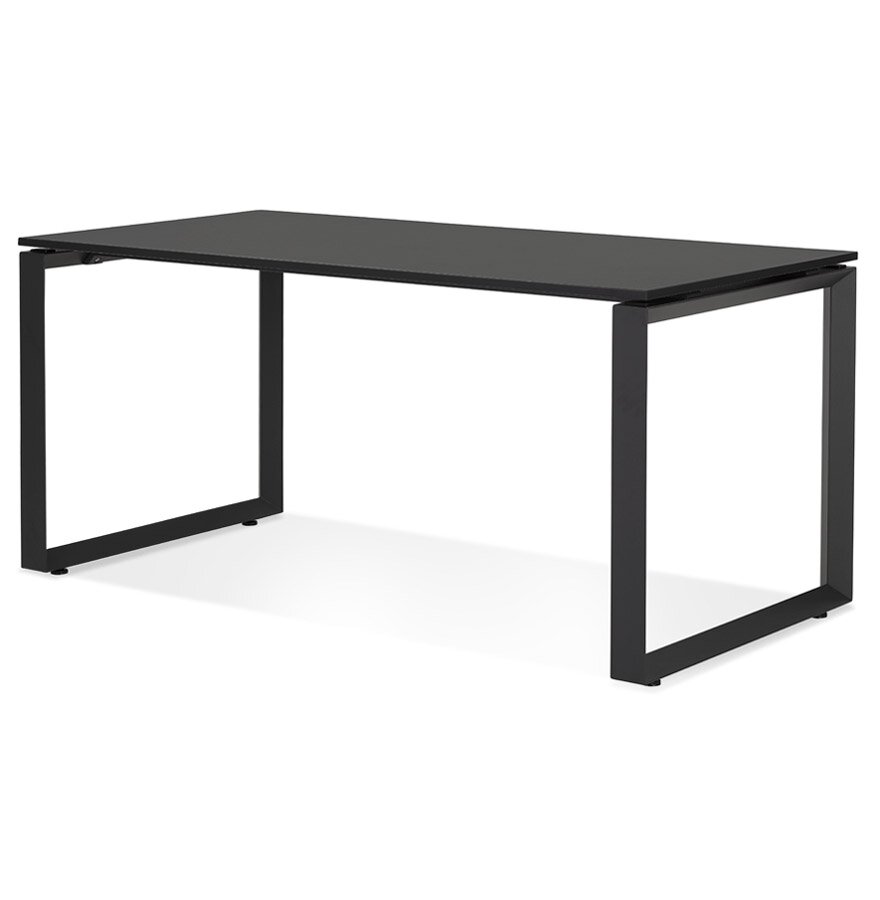 Rechte design bureau &#039;BAKUS&#039; van zwart hout en metaal - 160x80 cm