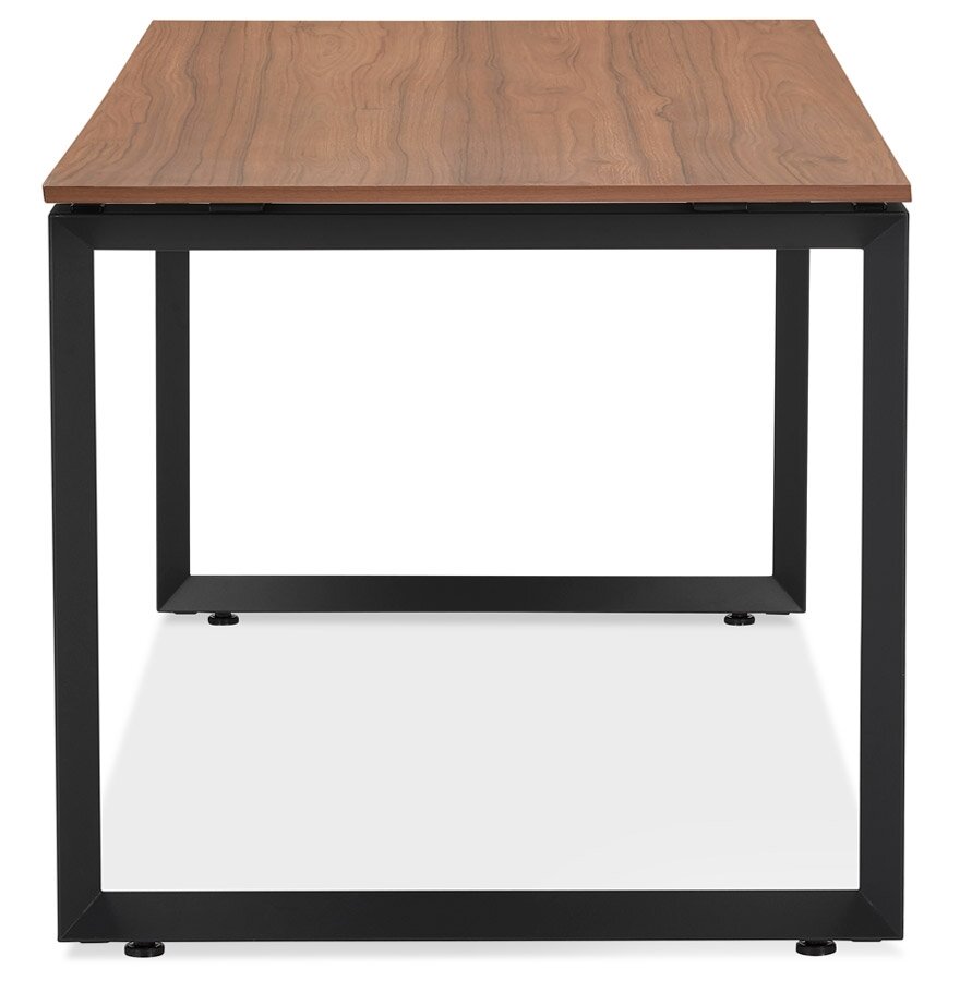Rechte design bureau &#039;BAKUS&#039; met notenhouten afwerking en zwart metaal - 160x80 cm