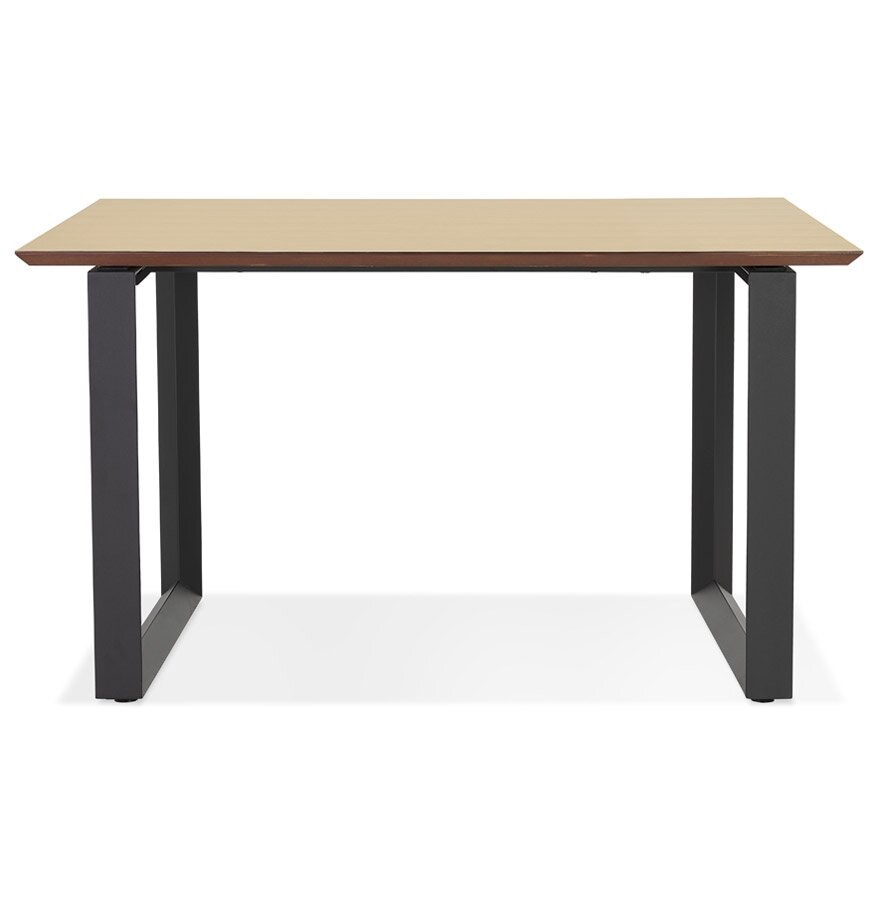 Rechte directiebureau &#039;GIMINI&#039; van natuurkleurig afgewerkte hout en zwart metaal - 130x70 cm