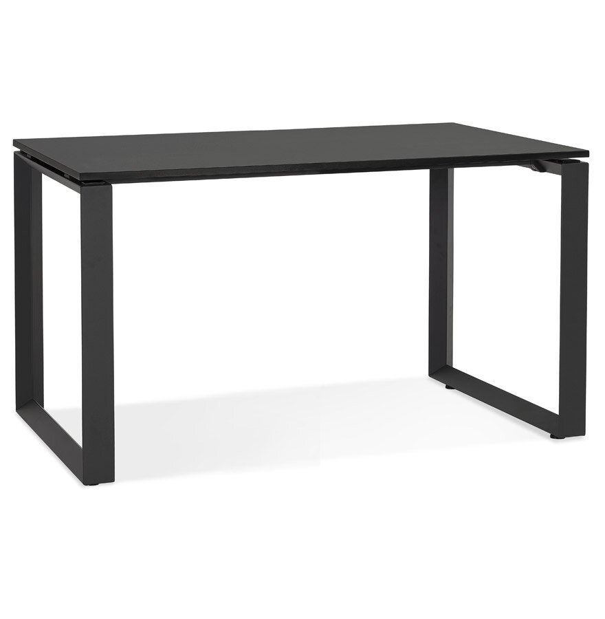 Kleine rechte design bureau &#039;BAKUS&#039; van zwart hout en metaal - 120x60 cm