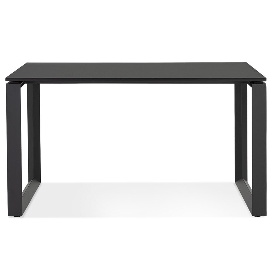 Kleine rechte design bureau &#039;BAKUS&#039; van zwart hout en metaal - 120x60 cm