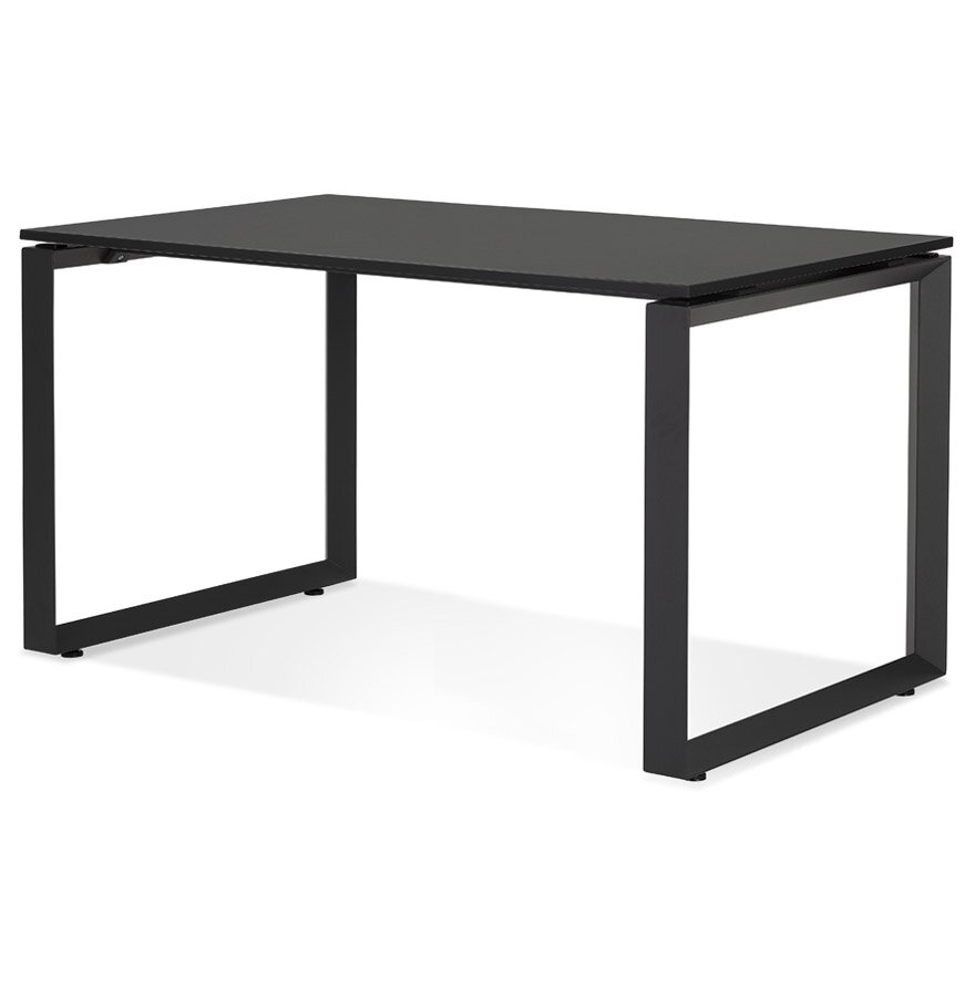 Kleine rechte design bureau &#039;BAKUS&#039; van zwart hout en metaal - 120x60 cm