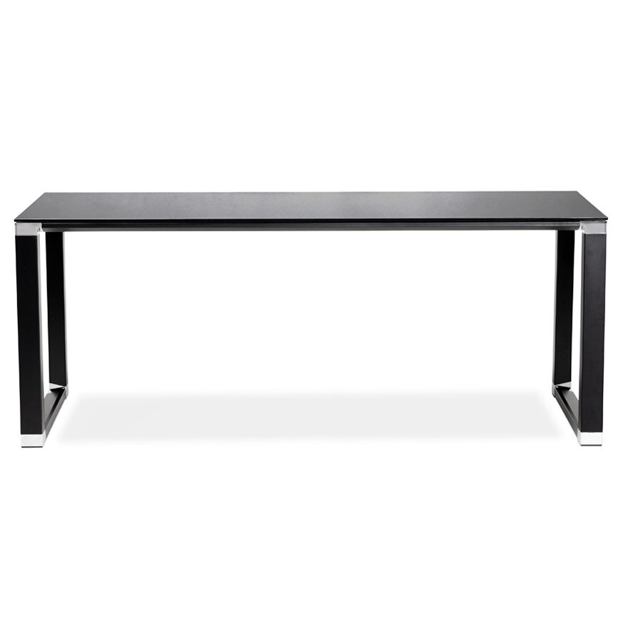 Groot recht directiebureau &#039;XLINE&#039; van zwart glas - 200x100 cm