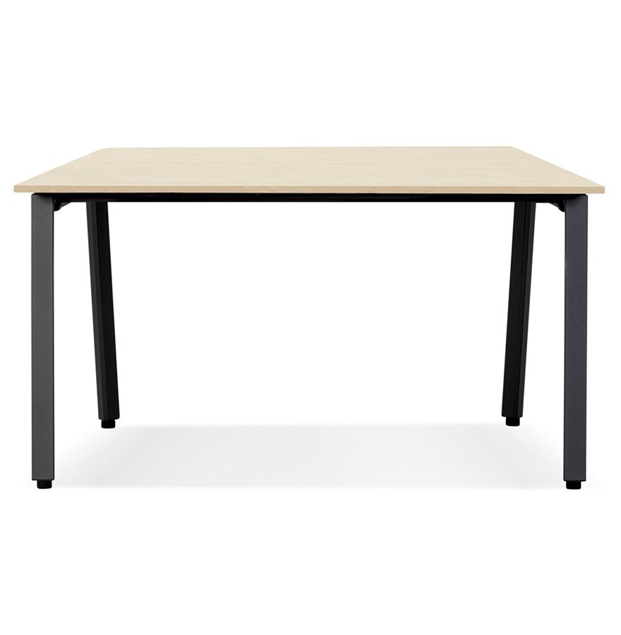 Vergadertafel/benchbureau &#039;AMADEUS SQUARE&#039; van natuurlijk afgewerkt hout en zwart metaal - 160x160 cm