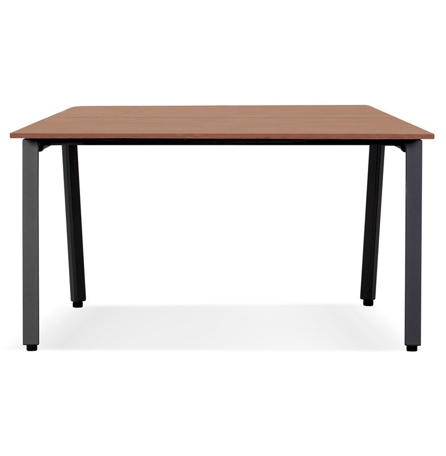 Vergadertafel/benchbureau &#039;AMADEUS SQUARE&#039; van hout met notenhoutafwerking en zwart metaal - 160x160 cm