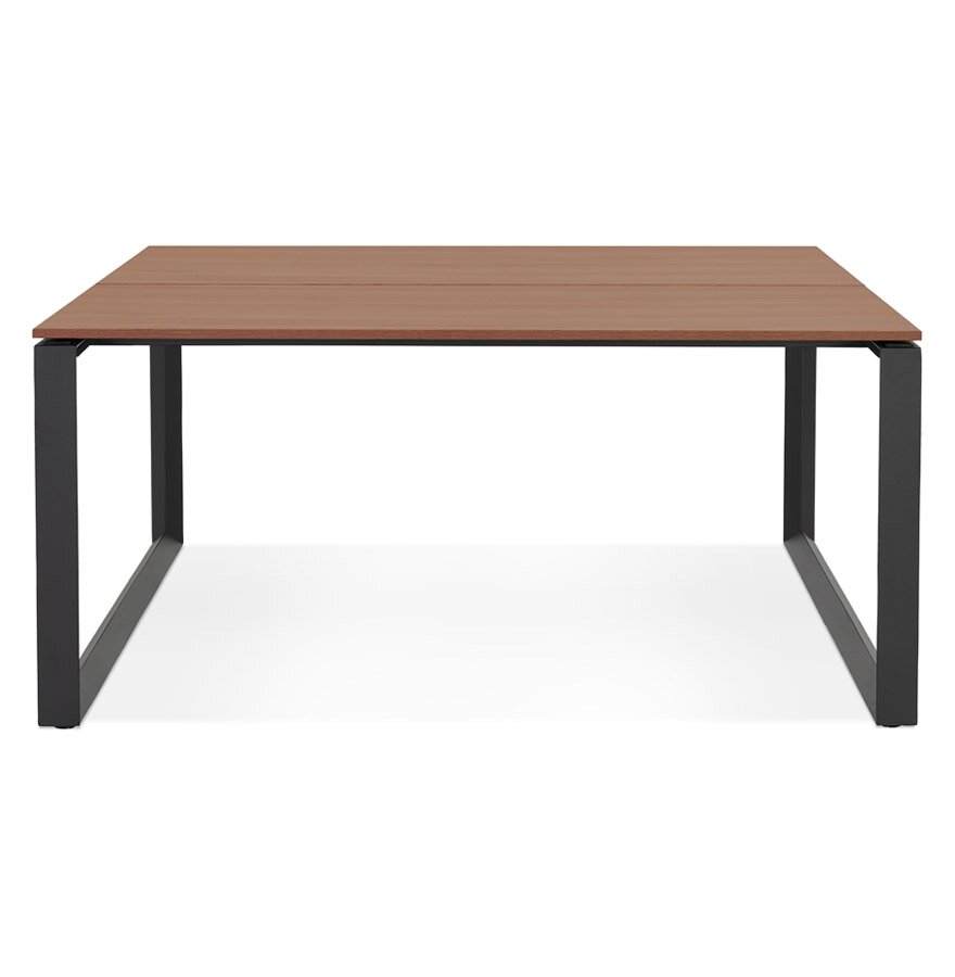 Vergadertafel / bench-bureau &#039;BAKUS SQUARE&#039; met notenhouten afwerking en zwart metaal - 160x160 cm