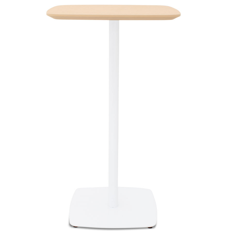 Hoge tafel &#039;PATATI&#039; in hout met natuurlijke afwerking en wit metaal - 60X60 CM