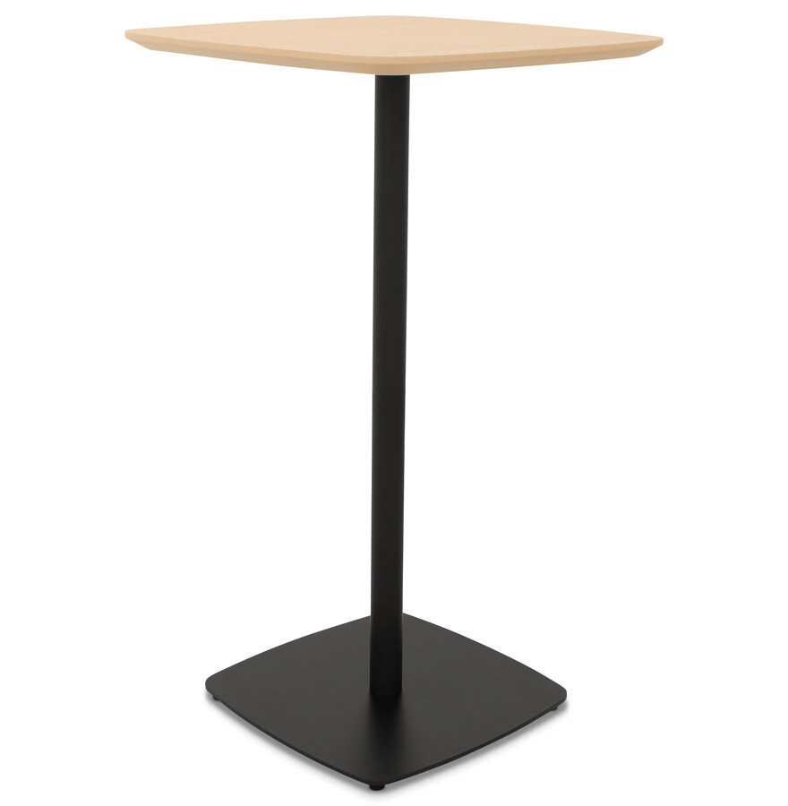 Hoge tafel &#039;PATATI&#039; in hout met natuurlijke afwerking en zwart metaal - 60X60 CM