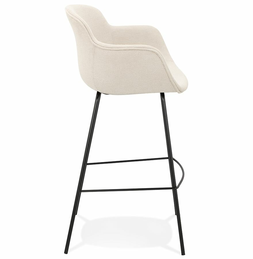 Barkruk &#039;AMERICA&#039; van beige stof met armleuningen