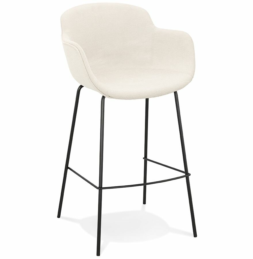 Barkruk &#039;AMERICA&#039; van beige stof met armleuningen