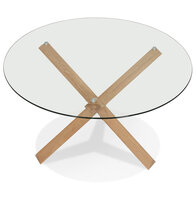 Maysun - Design Eettafel - VERENA Glas-Hout &Oslash;130 CM