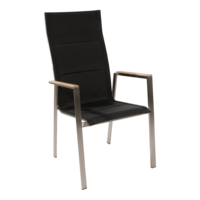 Outdoor Living - Stapelstoel hoge rug Marmaris RVS zwart