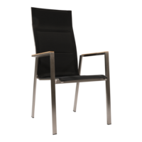 Outdoor Living - Stapelstoel hoge rug Marmaris RVS zwart