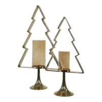 Outdoor Living - Kerstboom Aurum met windlicht alu goud met goud glas 70cm
