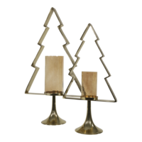 Outdoor Living - Kerstboom Aurum met windlicht alu goud met goud glas 89cm