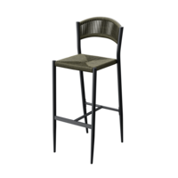 Maysun Gastro - Barkruk BREDA - Aluminium Frame Antraciet - Wicker - Olijf