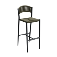 Maysun Gastro - Barkruk BREDA - Aluminium Frame Antraciet - Wicker - Olijf