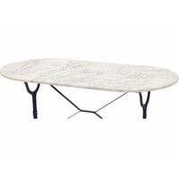Outdoor Living - Bistrotafel gietijzer met ovaal marmeren blad 120 x 60 cm