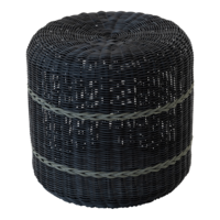 Outdoor Living - Poef Saigon wicker zwart &oslash;41x40cm