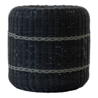 Outdoor Living - Poef Saigon wicker zwart &oslash;41x40cm