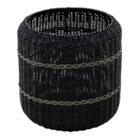 Outdoor Living - Poef Saigon wicker zwart &oslash;41x40cm