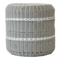 Outdoor Living - Poef Saigon wicker grijs &oslash;41x40cm