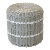Outdoor Living - Poef Saigon wicker grijs &oslash;41x40cm