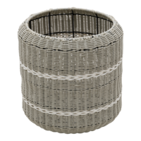 Outdoor Living - Poef Saigon wicker grijs &oslash;41x40cm