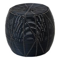 Outdoor Living - Poef Birma wicker zwart &oslash;46x40cm
