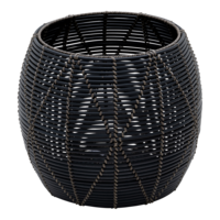 Outdoor Living - Poef Birma wicker zwart &oslash;46x40cm