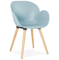 Scandinavische design stoel &#039;PICATA&#039; blauw met houten poten