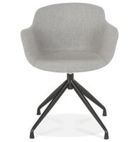 Design stoel met armleuningen &#039;SWAN&#039; van grijze stof