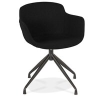 Design stoel met armleuningen &#039;SWAN&#039; van zwarte stof
