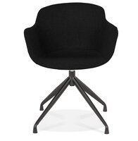 Design stoel met armleuningen &#039;SWAN&#039; van zwarte stof