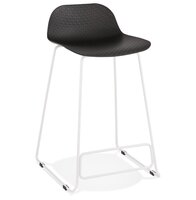 Halfhoge kruk &#039;BABYLOS MINI&#039; zwart met wit metalen voeten