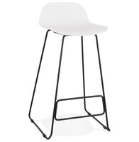 Design barkruk &#039;BABYLOS&#039; wit industri&euml;le stijl met zwart metalen voeten