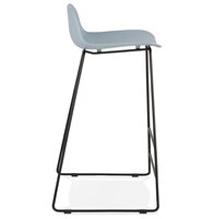 Design barkruk &#039;BABYLOS&#039; blauw industri&euml;le stijl met zwart metalen voeten