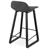 Halfhoge kruk &#039;BALTIK MINI&#039; van grijze stof en zwart houten poten