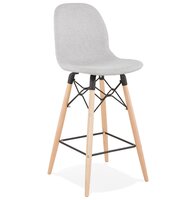 Halfhoge barkruk GALACTIK MINI&#039; in lichtgrijze stof in Scandinavische stijl