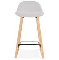 Halfhoge Scandinavische barkruk BALTIK MINI&#039; in lichtgrijze stof
