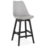 Halfhoge kruk &#039;CAMILA MINI&#039; grijs met poot in zwart hout