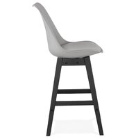 Halfhoge kruk &#039;CAMILA MINI&#039; grijs met poot in zwart hout