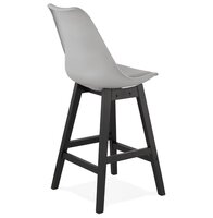 Halfhoge kruk &#039;CAMILA MINI&#039; grijs met poot in zwart hout