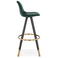 Design barkruk &#039;CHICAGO&#039; in groen fluweel en 4 poten in zwart hout