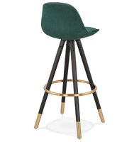 Design barkruk &#039;CHICAGO&#039; in groen fluweel en 4 poten in zwart hout