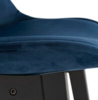 Halfhoge design barkruk &#039;MORISS MINI&#039; in blauw fluweel en poten in zwart hout