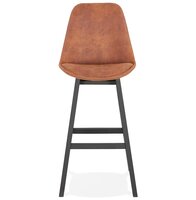 Barkruk &#039;ASPEN&#039; in bruine microfiber en poten in zwart hout