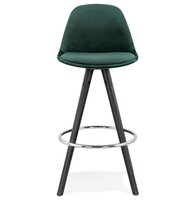 Halfhoge barkruk &#039;SPIRIT MINI&#039; in groen fluweel en poten in zwart hout