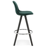 Halfhoge barkruk &#039;SPIRIT MINI&#039; in groen fluweel en poten in zwart hout