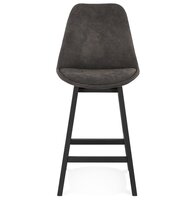Halfhoge kruk &#039;ASPEN MINI&#039; van grijze microvezel en poten van zwart hout